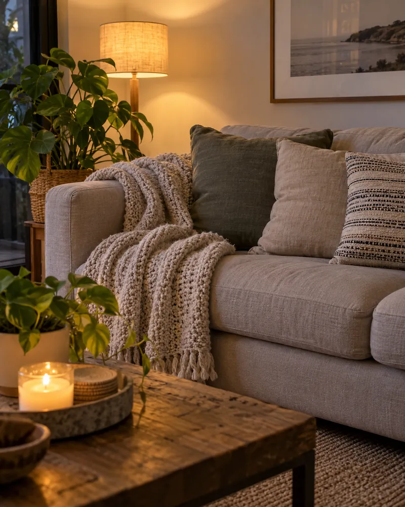 sofa, evening, original photo